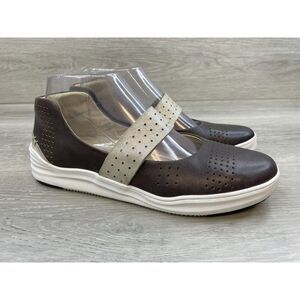 Rockport Women's Mary Jane Sneaker Flat Leather 7 Casual Comfort Brown Shoes